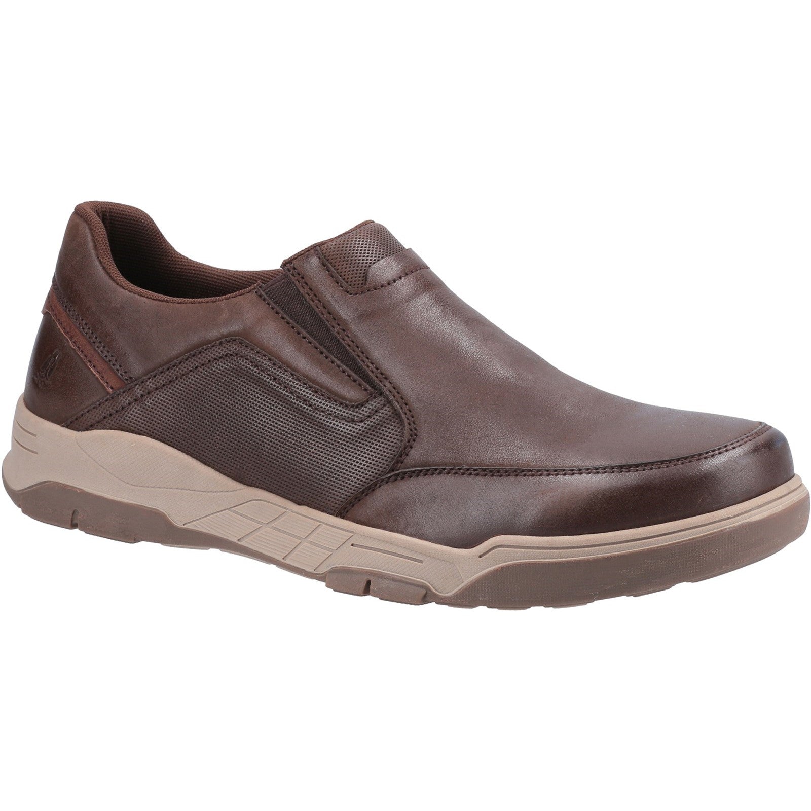 Hush Puppies Fletcher Mens Coffee Leather Slip On Shoes