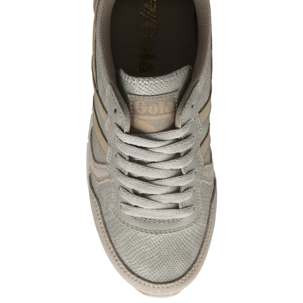 Gola Daytona Lizard Feather Grey And Gold Lace Up Trainers