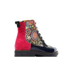 Embassy London Hatter Ladies Navy and Pink Leather Lace Up Ankle Boots