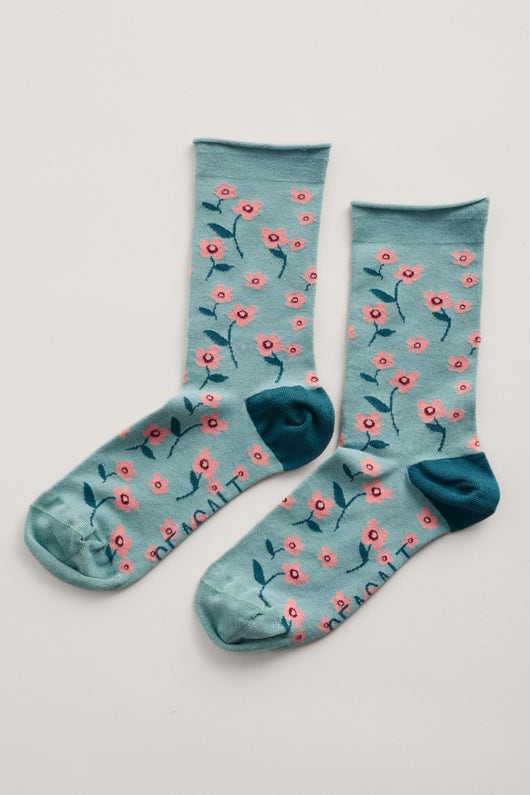 Seasalt Bamboo Arty Socks Forget-Me-Not Lichen