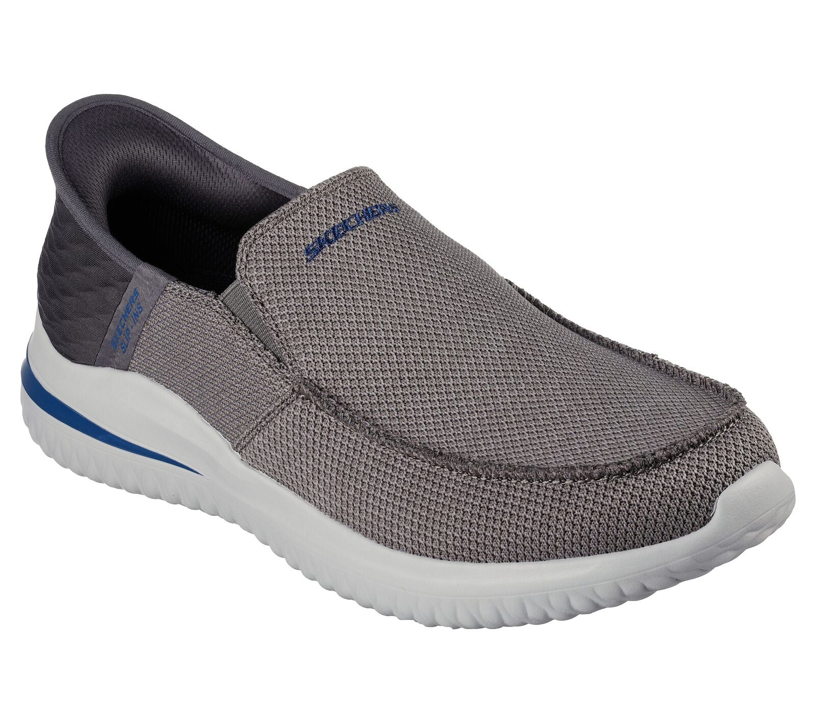 Skechers 210604 Delson 3.0 Cabrino Mens Grey Textile Vegan Arch Support Slip On Trainers