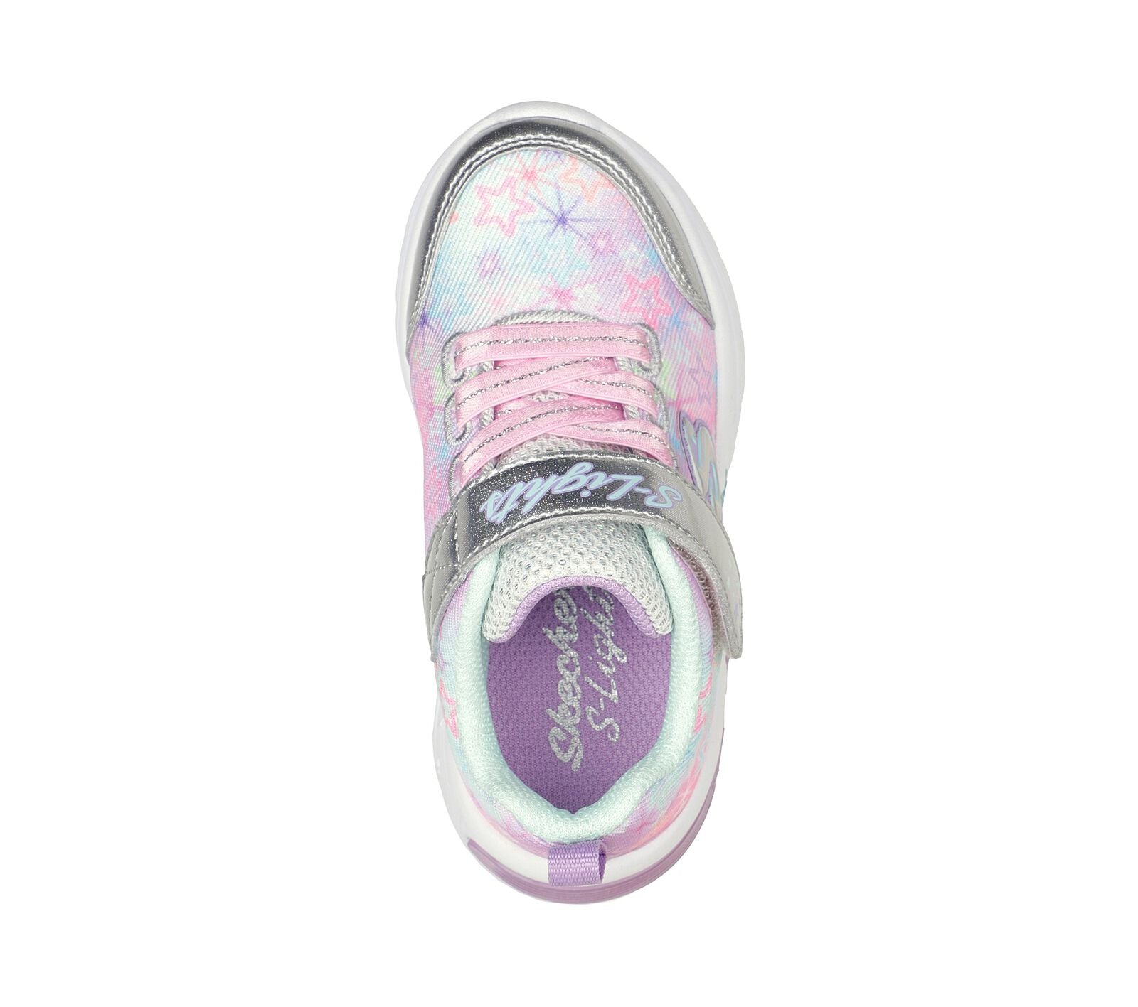 Skechers 302324N Star Sparks Girls Silver Multi Textile Touch Fastening Trainers