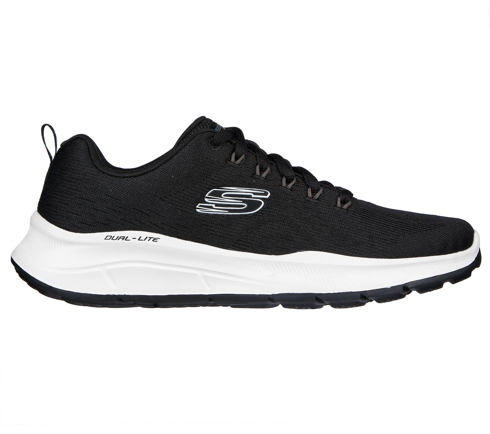Skechers 232519 Relaxed Fit Equalizer 5.0 Mens Black & White Textile Vegan Lace Up Trainers