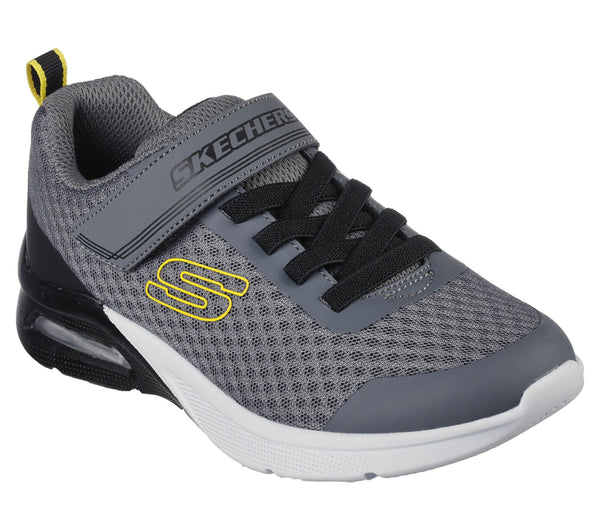 Skechers 403773L Microspec Max Gorvix Boys Charcoal And Black Textile Touch Fastening Trainers