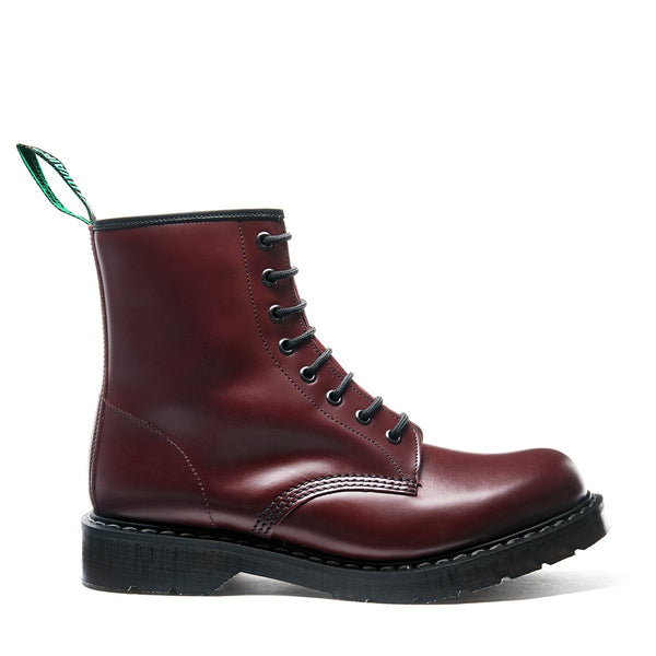 Solovair 8 Eye Derby Boot S8-551-OX-G Unisex Oxblood Hi-Shine Leather Lace Up Ankle Boots