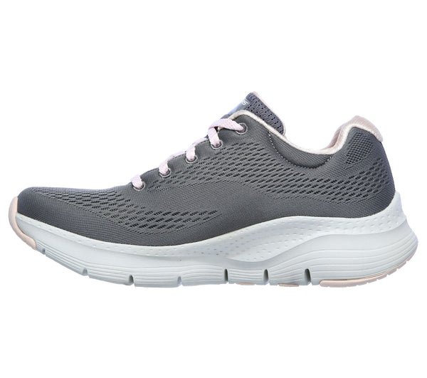 Skechers 149057 Arch Fit Big Appeal Ladies Grey & Pink Textile Arch Support Lace Up Trainers