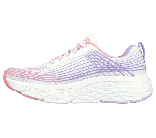 Skechers 128563 Max Cushioning Elite Galaxy B Ladies White And Lavender Textile Lace Up Trainers