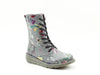 Heavenly Feet Martina 3 Ladies Grey Multi Fantasy Lace Up  Side Zip Mid Boots