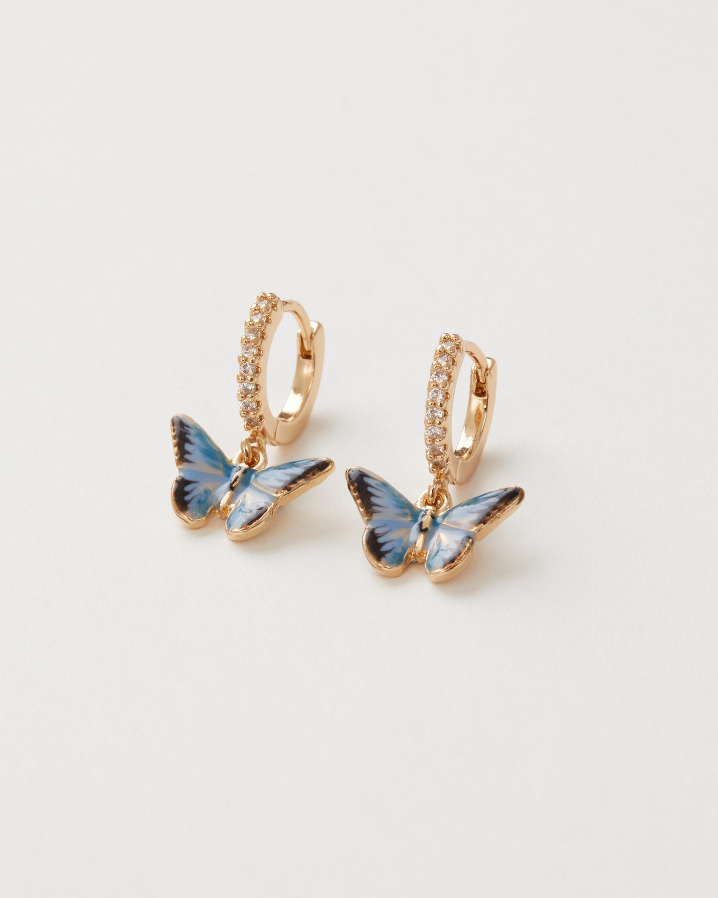 Fable England Blue Butterfly 40045 Huggie Earrings