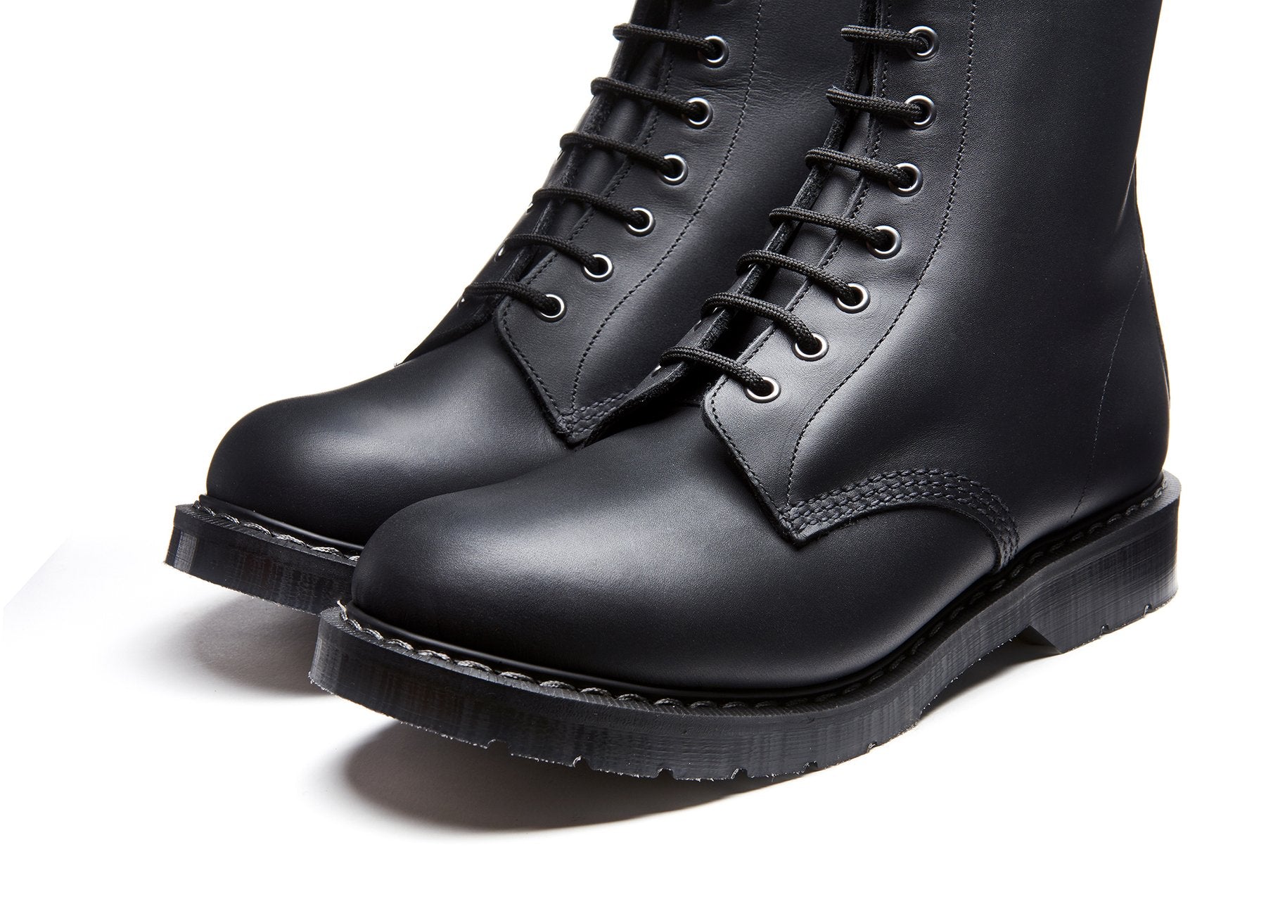 Solovair 8 Eye Derby Boot S8-551-BG-G Unisex Black Greasy Leather Lace Up Ankle Boots