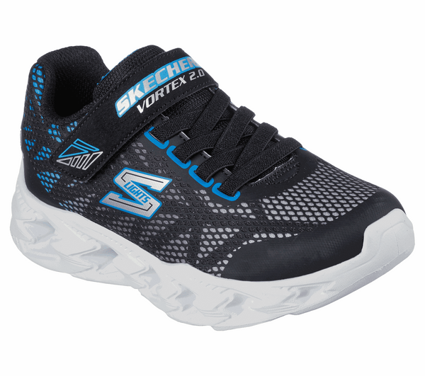 Skechers 400602N S Lights Vortex 2.0 Boys Black And Blue Touch Fastening Trainers