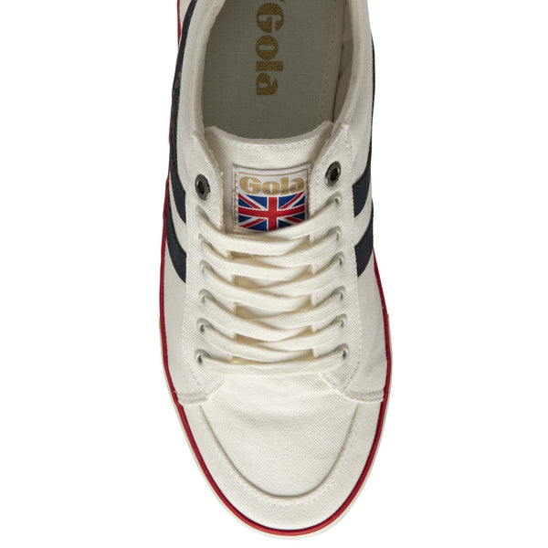 Gola Comet Mens Off White And Navy Textile Lace Up Trainers