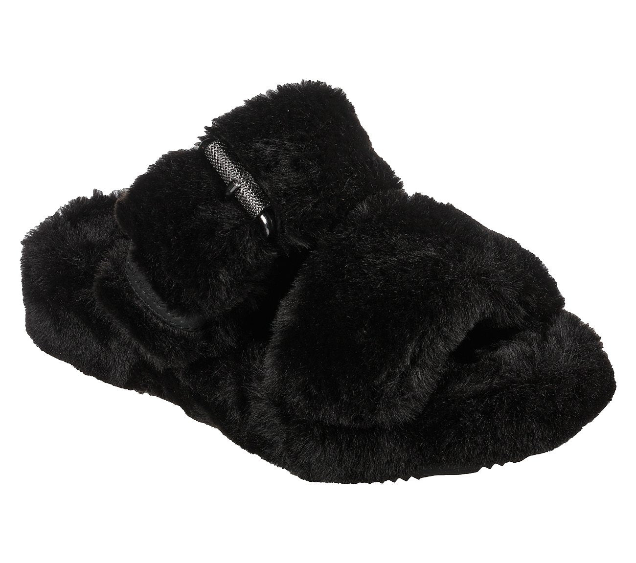 Skechers 167238 Cozy Wedge Ladies Black Slippers