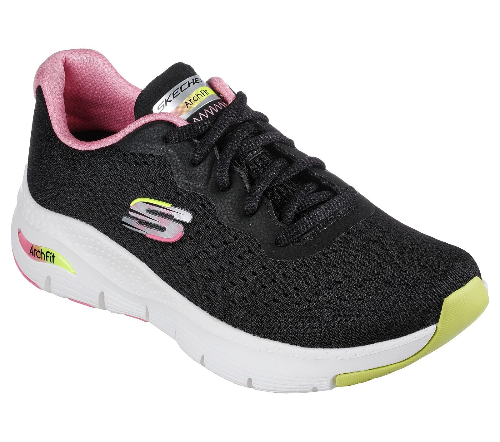 Skechers 149722 Arch Fit Infinity Cool Ladies Black Multi Textile Vegan Arch Support Lace Up Trainers