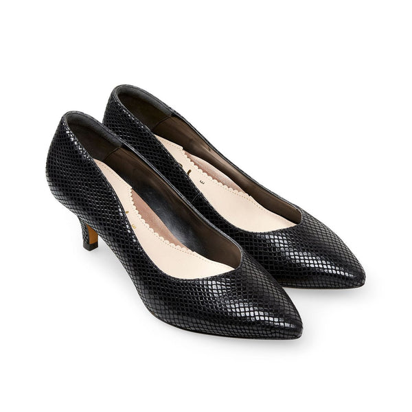 Van Dal Gina 3117 Ladies Black Feature Leather Court Shoes