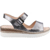 Hush Puppies Stacey Ladies Pewter Leather Buckle Sandals