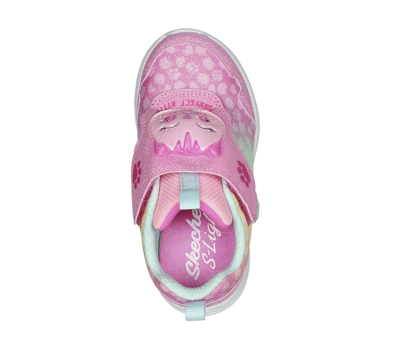 Skechers 302698N Glimmer Kicks Skech Pets Girls Pink Multi Textile Touch Fastening Trainers