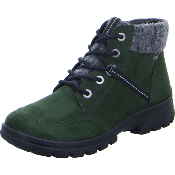 Ara 49307-67 Ladies Green Synthetic Waterproof Lace Up Ankle Boots