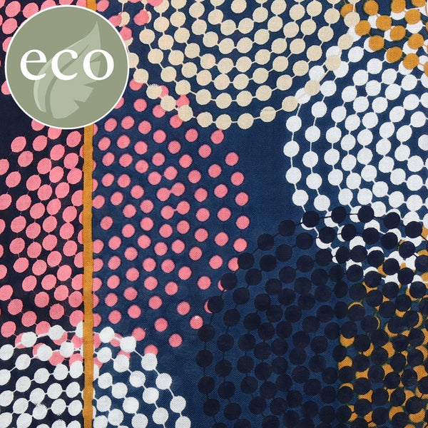 Pom Navy/Ecru/Pink Mix Large Spotted Circle Pattern Bamboo Viscose Scarf