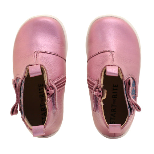 StartRite Wonderland 0789_6 Girls Mauve Iridescent Leather Side Zip Ankle Boots