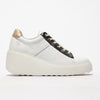 Fly Delf 580 Ladies White, Graphite And Gold Leather Lace Up Shoes