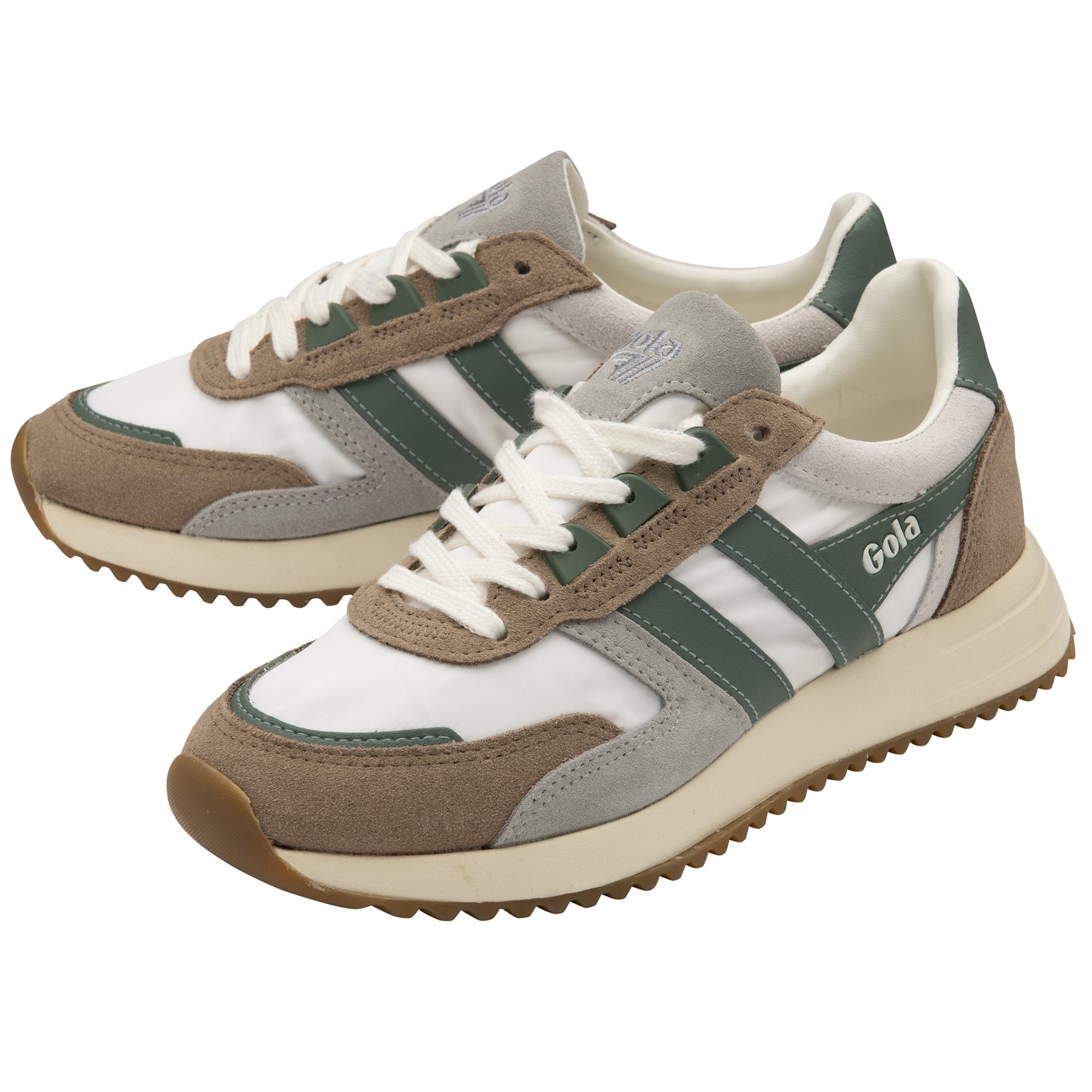 Gola Chicago Ladies Off White & Cappuccino Nylon Lace Up Trainers