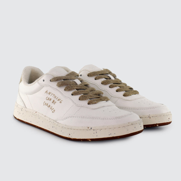 ACBC Evergreen Ladies White And Cream Lace Up Trainers