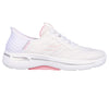 Skechers 124884 Go Walk Arch Fit Wavy Sky Ladies White And Pink Textile Arch Support Elasticated Trainers