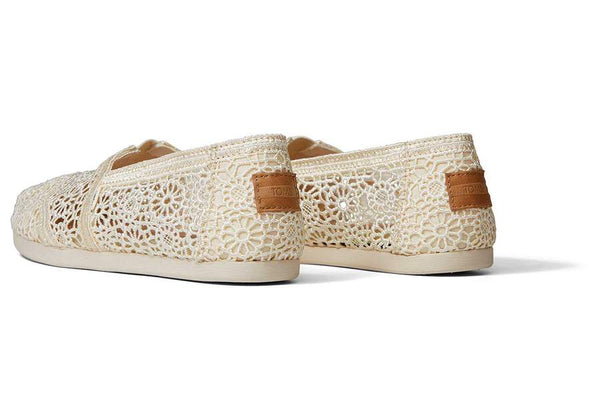 Toms Crochet Alpargata 10016241 Ladies Natural Textile Vegan Slip On Shoes
