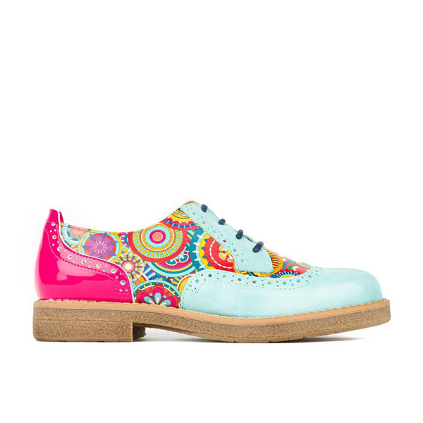 Embassy London The Artist 77216 Ladies Light Blue and Pink Leather Lace Up Brogues