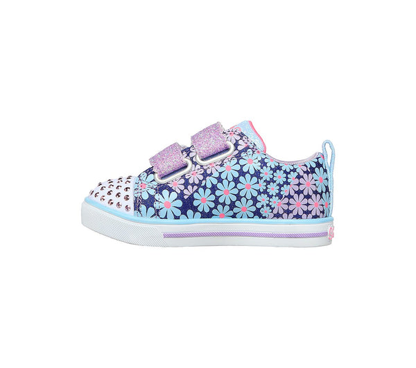 Skechers 314762N Sparkle Lite Mini Blooms Girls Denim Multi Rip-Tape Fastening Shoes