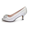 Lunar Ripley FLR222 Ladies Silver Satin Heeled Shoes