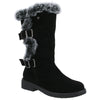 Hush Puppies Megan Ladies Black Suede Water Resistant Side Zip Mid-Calf Boots