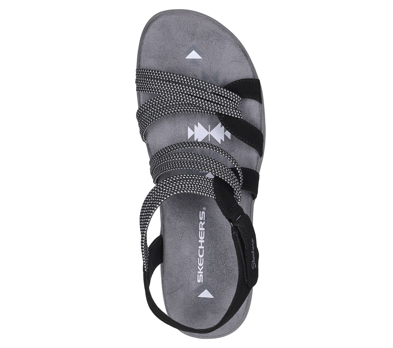 Skechers 163186 Reggae Slim Summer Of Fun Ladies Black Textile Vegan Touch Fastening Sandals