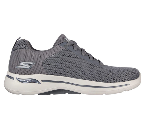 Skechers 216135 go Walk Arch Fit Classic Mens Charcoal Textile Arch Support Lace Up Trainers