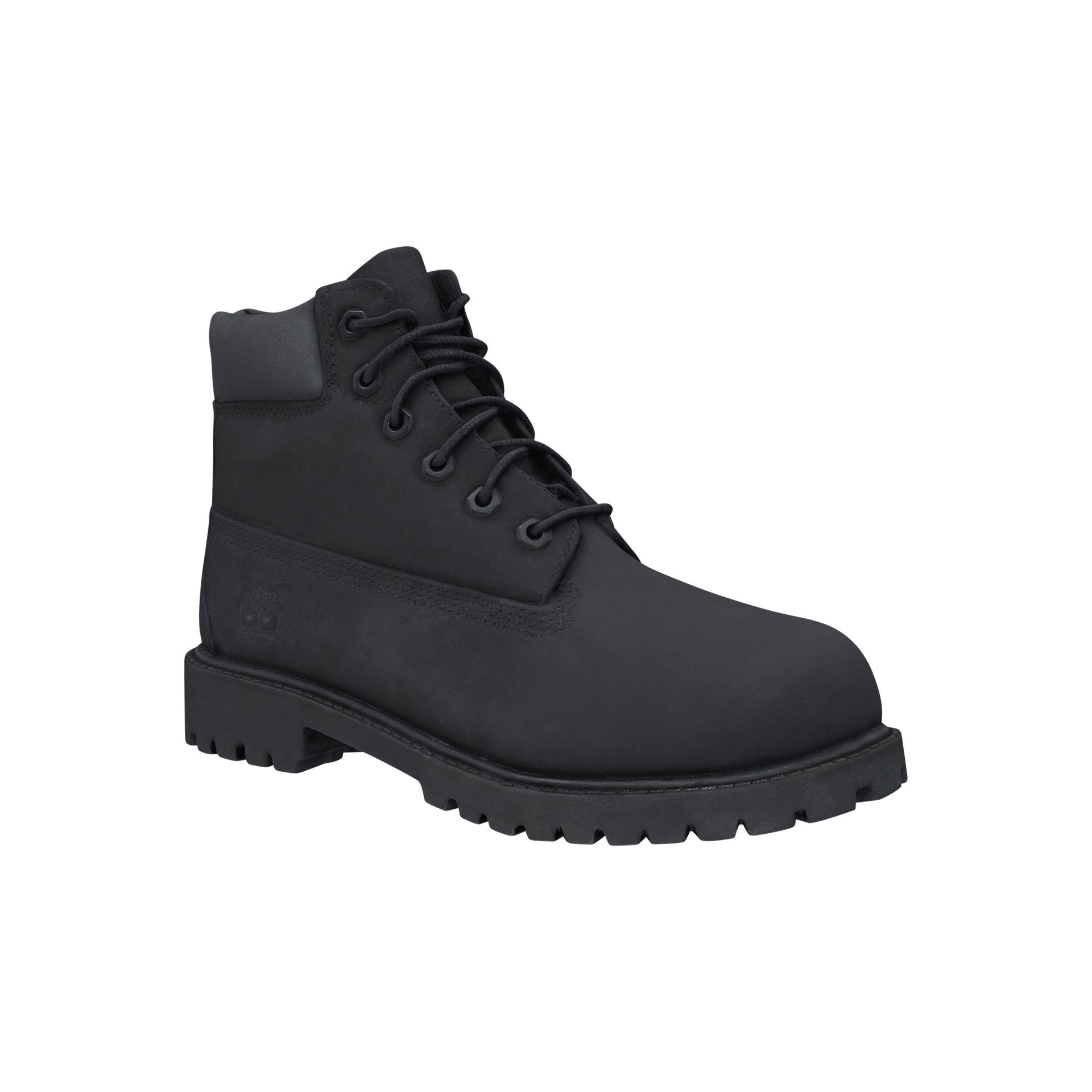 Timberland 6 Inch Premium Black Waterproof Nubuck Leather Kids Boots