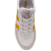 Gola Grandslam Classic Ladies White/Sun/Burgundy Leather Lace Up Trainers