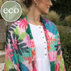 Pom 100% Recycled Polyester Pink Mix Tropical Leaf Print Scarf