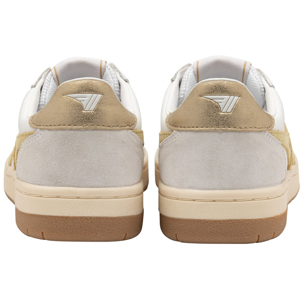 Gola Hawk Ladies White, Lemon And Gold Leather Lace Up Trainers