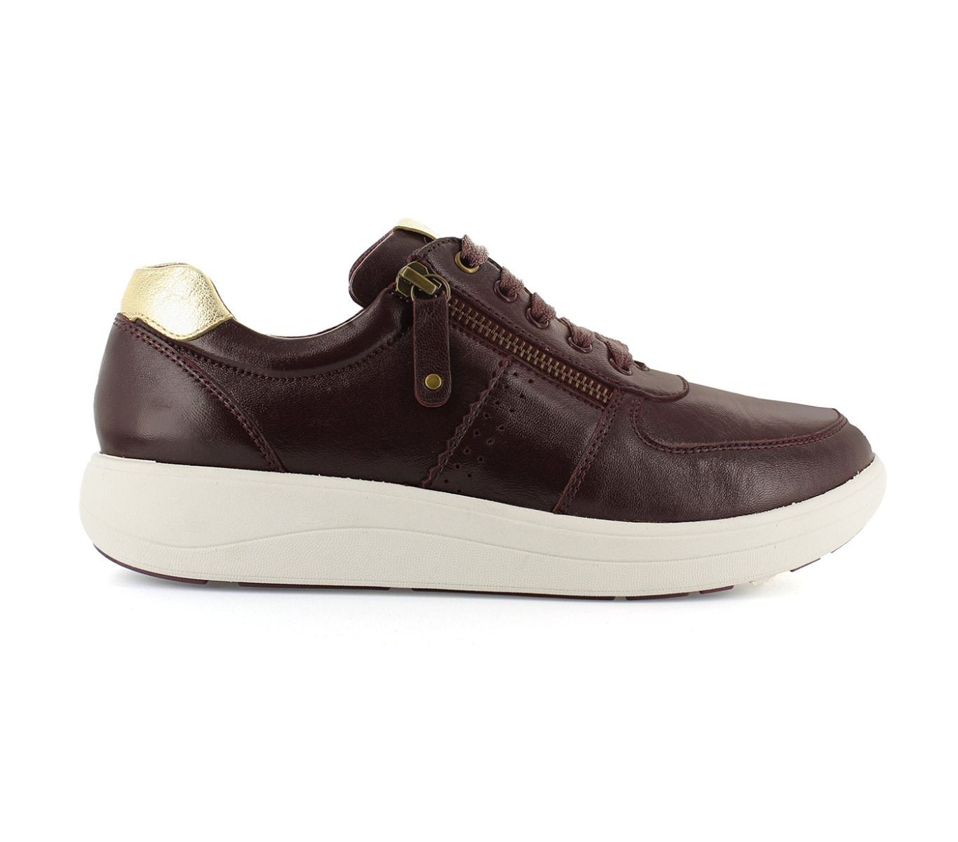 Strive Madison Ladies Plum Leather Arch Support Zip & Lace Trainers