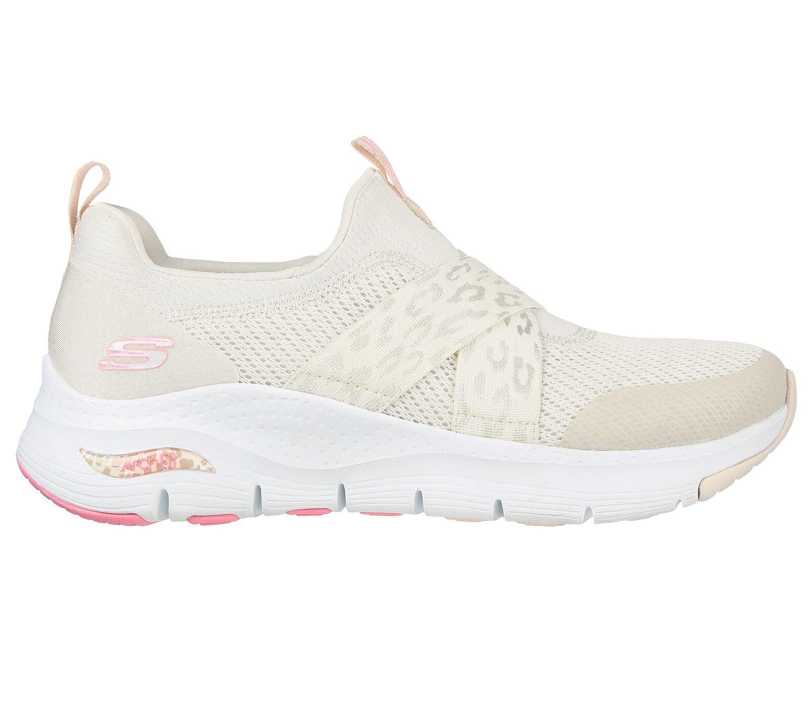 Skechers 149717 Arch Fit Modern Rhythm Ladies Natural Pink Textile Arch Support Slip On Trainers