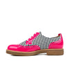 Embassy London The Artist Ladies Pink and Black Dogtooth Leather Lace Up Brogues