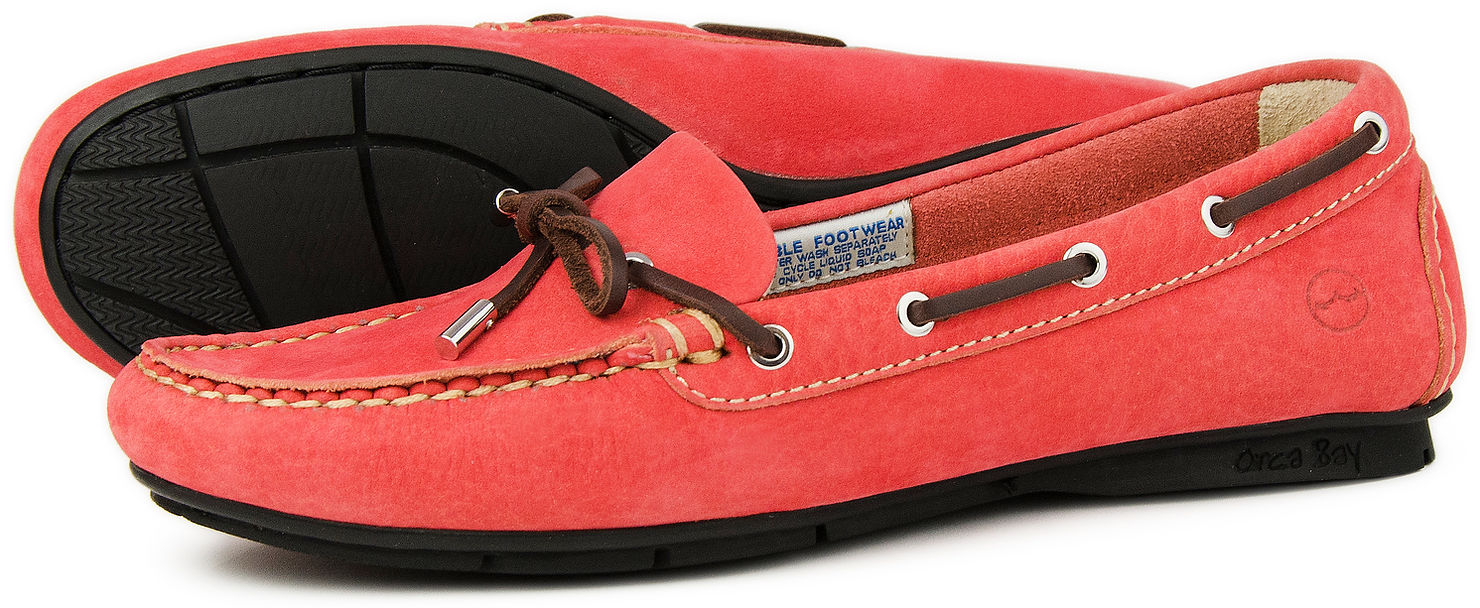 Orca Bay Ballena Ladies Fire Red Washable Leather Deck Shoes