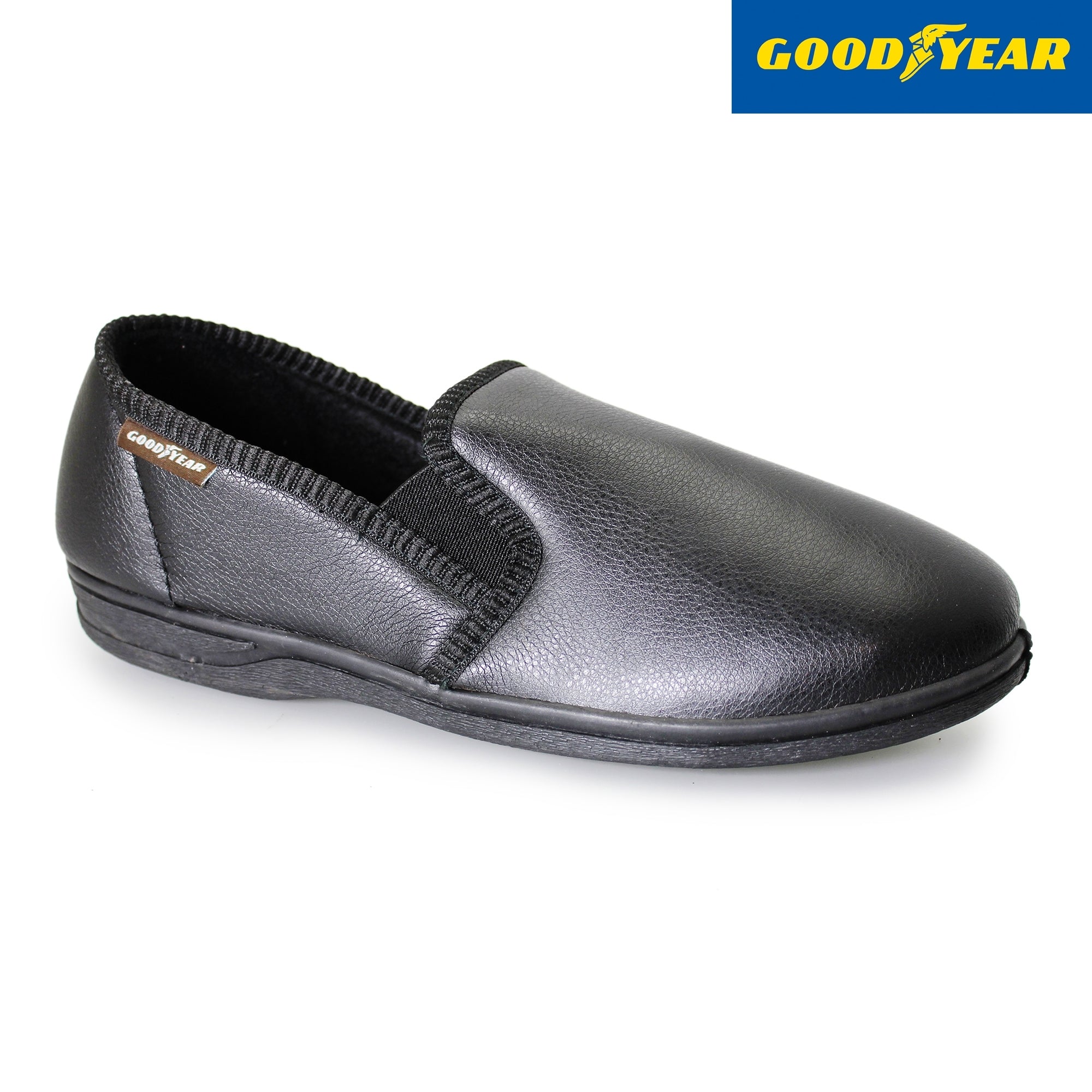 Goodyear Trent Mens Black Faux Leather Slip On Slippers