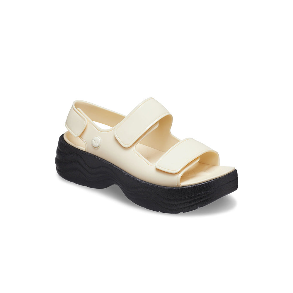 Crocs Skyline Sandal 208183-1LG Ladies Vanilla And Black Sandals