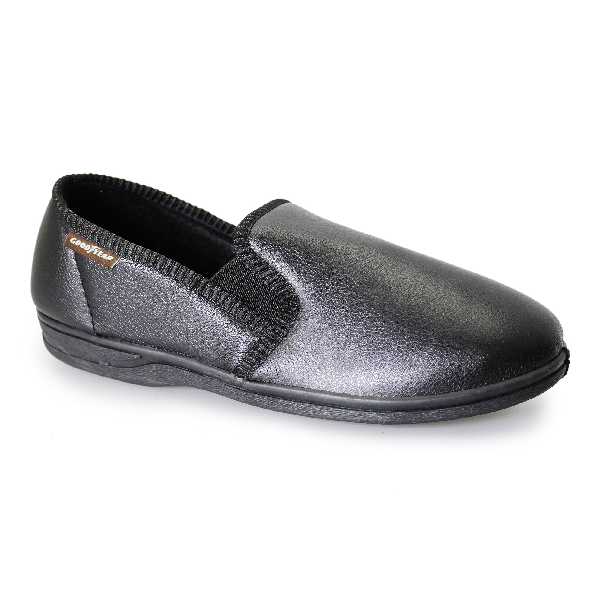 Goodyear Trent Mens Black Faux Leather Slip On Slippers