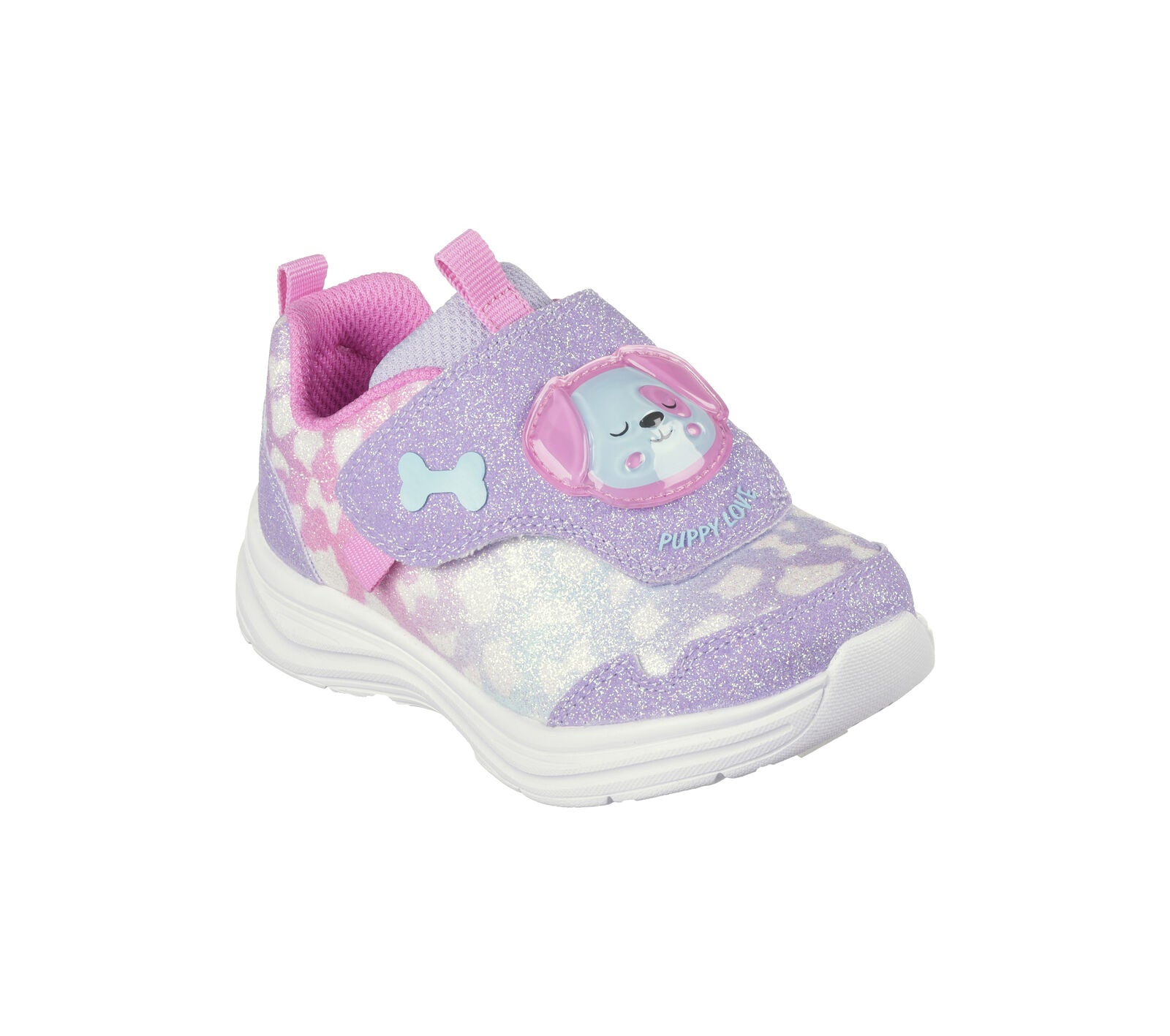 Skechers 302698N Glimmer Kicks Skech Pets Girls Lavender And Hot Pink Textile Touch Fastening Trainers