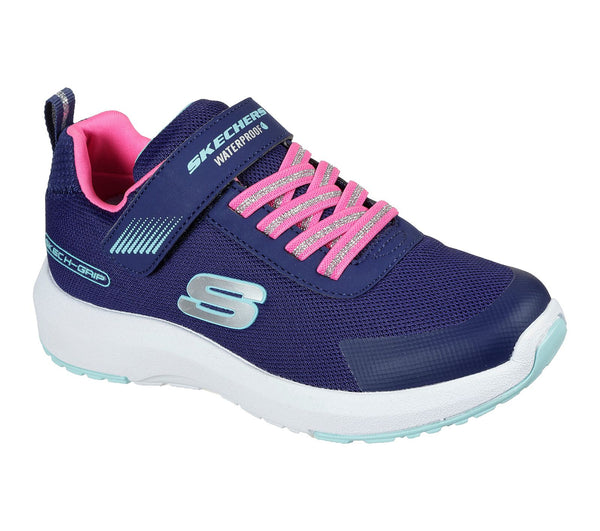 Skechers 302425L Dynamic Tread Misty Magic Girls Navy and Pink Waterproof Touch Fastening Trainers