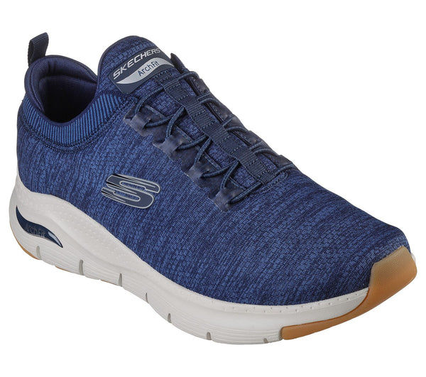 Skechers 232301 Arch Fit Waveport Mens Navy Textile Arch Support Elasticated Trainers
