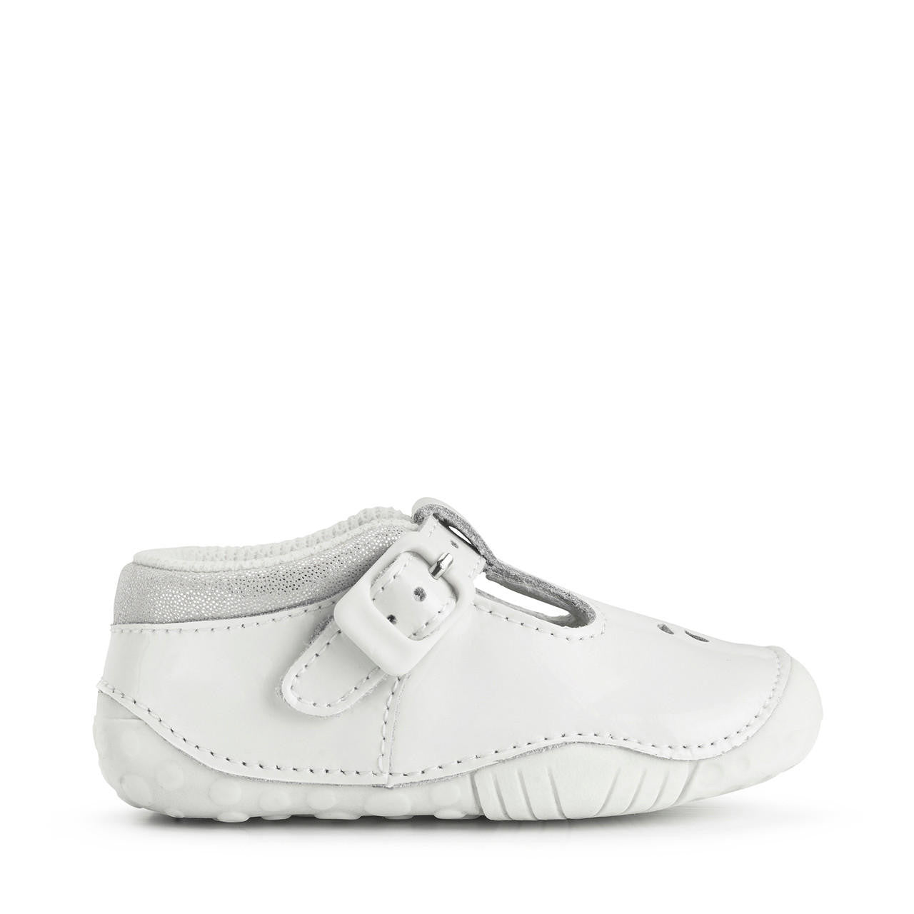 StartRite Baby Bubble 0773_14 Girls White Patent Leather & Textile Buckle Shoes